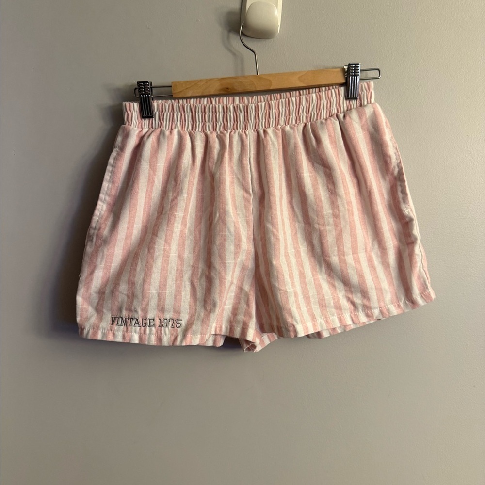 New Look Pink and White Striped High Waist Shorts